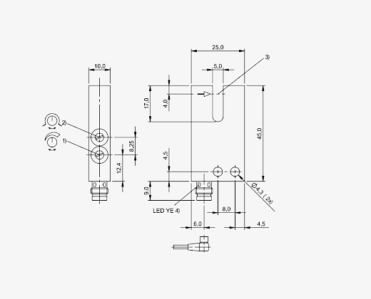 Balluff BGL001W H:5mm PNP (NO/NC) M8 3 Pin Konnektörlü Optik Çatal Sensör
