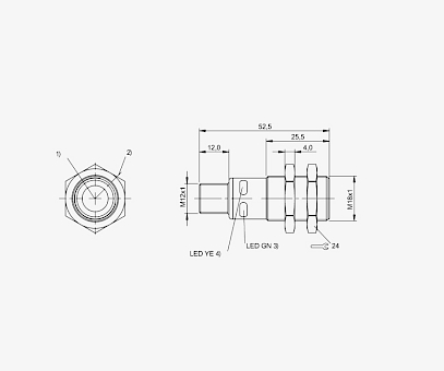 Balluff BUS004M M18 120..1300mm M12 5 Pin Konnektörlü 4..20mA  Analog Çıkışlı Ultrasonik Sensör