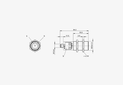 Balluff BUS003F M30 200..2000mm M12 5 Pin Konnektörlü 0..10V/4-20mA  Analog Çıkışlı Ultrasonik Sensör