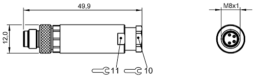 Balluff BCC06Z1 M8x1 3 Pin Düz Dişi A-Coded Konnektör