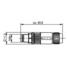 Balluff BCC02HE M8x1 3 Pin Straight Male A-Coded Metal Connector