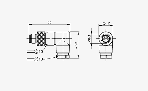 Balluff BCC0F9W M8x1 4 Pin 90° Male A-Coded Metal Connector