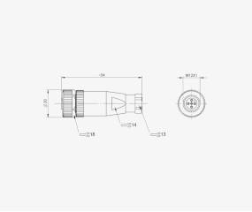 Balluff BCC06Z9 M12x1 4 Pin Düz Dişi A-Coded Konnektör