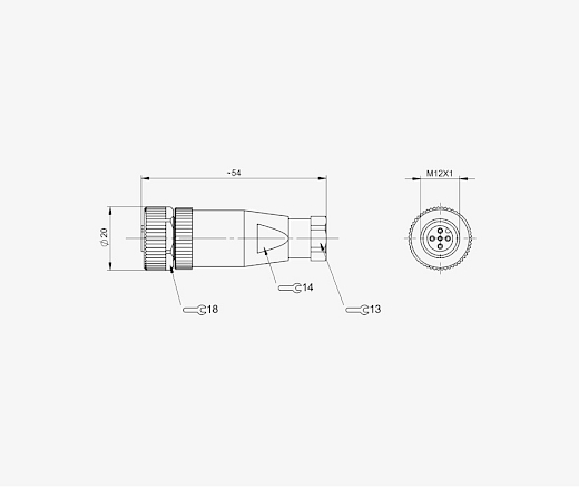 Balluff BCC06Z9 M12x1 4 Pin Straight Female A-Coded Connector