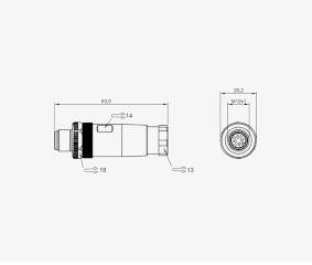 Balluff BCC06M4 M12x1 4 Pin Düz Erkek A-Coded Konnektör