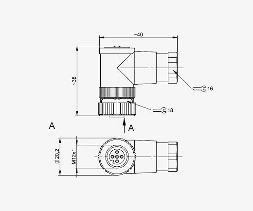 Balluff BCC06ZJ M12x1 5 Pin 90° Dişi A-Coded Konnektör