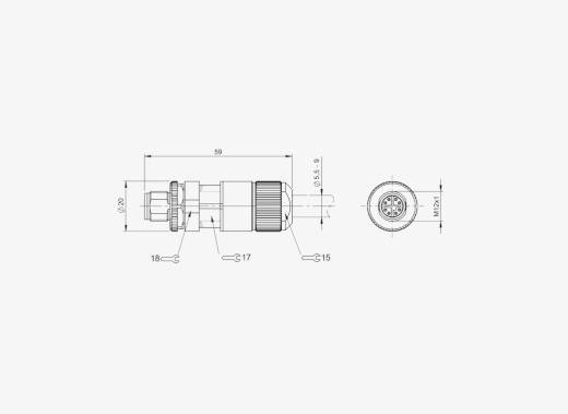 Balluff BCC0HTL M12x1 8 Pin Düz Erkek X-Coded Metal Konnektör