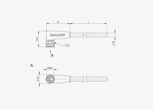 Balluff BCC02R1 M8x1 4 Pin 90° Dişi A-Coded 10 Metre PVC Konnektörlü Kablo