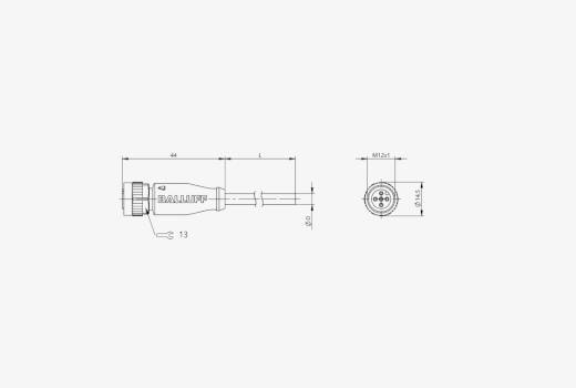 Balluff BCC0368 M12x1 4 Pin Düz Dişi A-Coded 5 Metre PVC Konnektörlü Kablo