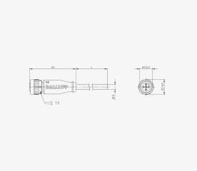 Balluff BCC0362 M12x1 4 Pin Düz Dişi A-Coded 5 Metre PVC Konnektörlü Ledli Kablo