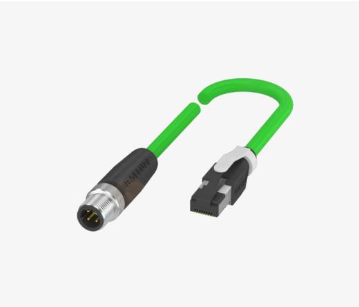 Balluff BCC0JF2 M12x1 4 Pin Straight Male D-Coded + RJ45 5 Meter PUR Communication Cable
