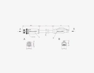 Balluff BCC0JF5 M12x1 4 Pin Düz Erkek D-Coded + RJ45 20 Metre PUR Haberleşme Kablosu