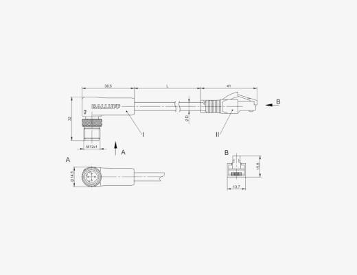 Balluff BCC0EZU M12x1 4 Pin 90° Erkek D-Coded + RJ45 15 Metre PUR Haberleşme Kablosu