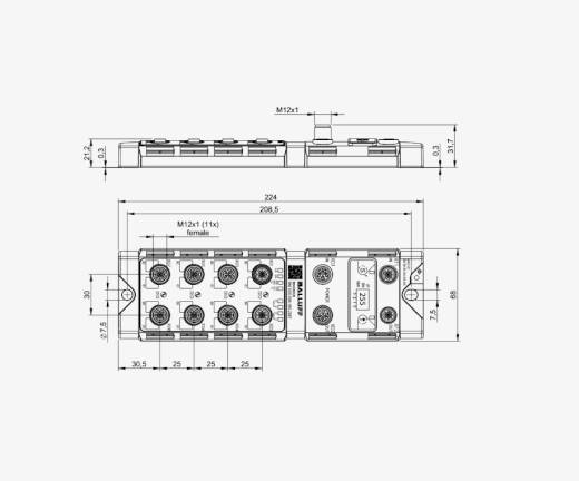 Balluff BNI00K6 8 Port Silver Line Metal Gövde Multi İnterface IO Link Master Modül QMax:16A