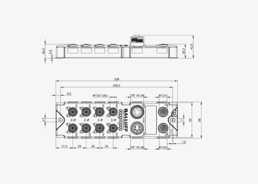 Balluff BNI00K4 8 Port Black Line Plastik Gövde Profınet IO Link Master Modül QMax:9A