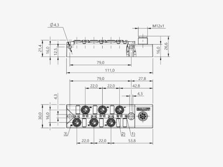 Balluff BPI00AF 6 Port M8x1 3 Pin PNP Pasif Sensör Adası QMax:2A