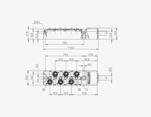 Balluff BPI00AR 6 Port M8x1 3 Pin PNP 5 Metre PUR Kablolu Pasif Sensör Adası QMax:8A