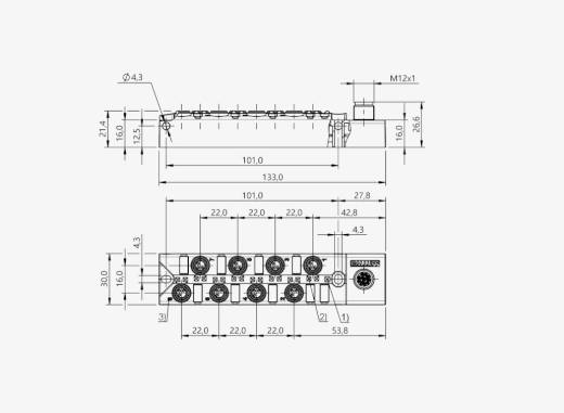 Balluff BPI00AL 8 Port M8x1 3 Pin PNP Pasif Sensör Adası QMax:1.5A