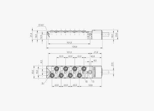 Balluff BPI00CN 8 Port M8x1 3 Pin PNP 10 Meter PUR Cable Passive Sensor Island QMax:8A