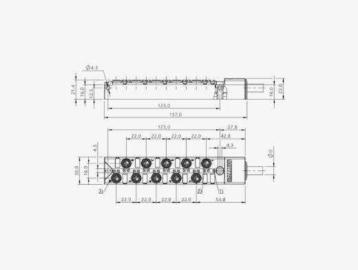 Balluff BPI00E3 10 Port M8x1 3 Pin PNP 5 Meter PUR Cable Passive Sensor Island QMax:8A