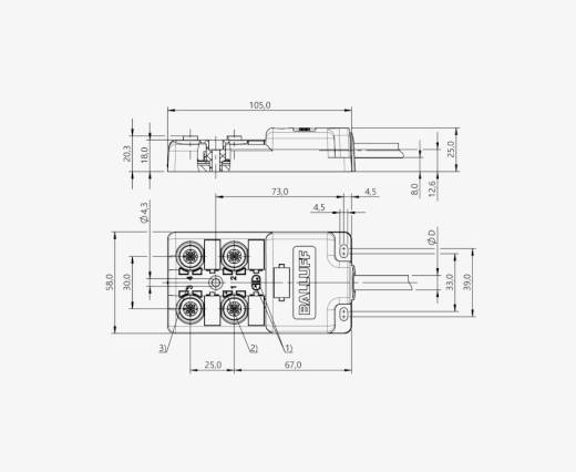 Balluff BPI009R 4 Port M12x1 4 Pin PNP 5 Metre PUR Kablolu Pasif Sensör Adası QMax:8A