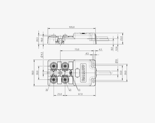 Balluff BPI009T 4 Port M12x1 4 Pin PNP 10 Metre PUR Kablolu Pasif Sensör Adası QMax:8A