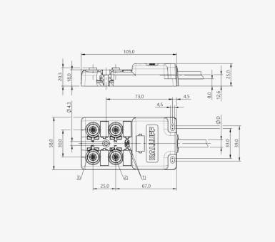 Balluff BPI009U 4 Port M12x1 4 Pin PNP 15 Meter PUR Cable Passive Sensor Island QMax:8A