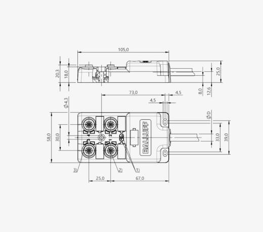 Balluff BPI009U 4 Port M12x1 4 Pin PNP 15 Metre PUR Kablolu Pasif Sensör Adası QMax:8A