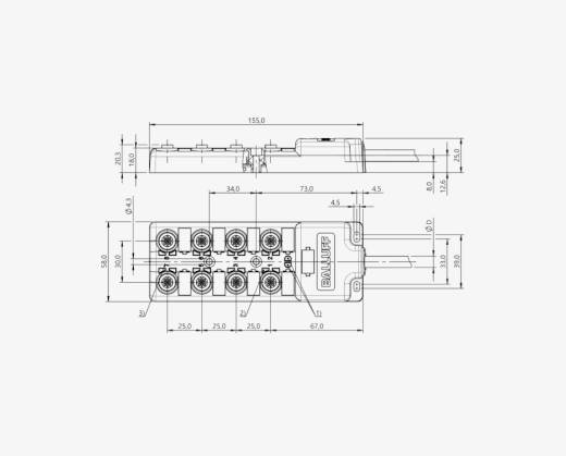 Balluff BPI0092 8 Port M12x1 4 Pin PNP 10 Meter PUR Cable Passive Sensor Island QMax:8A