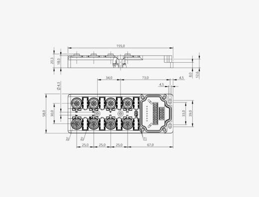 Balluff BPI007E 8 Port M12x1 4 Pin PNP Klemens Bağlantı Pasif Sensör Adası 1xQMax:8A - 2xQMax:16A