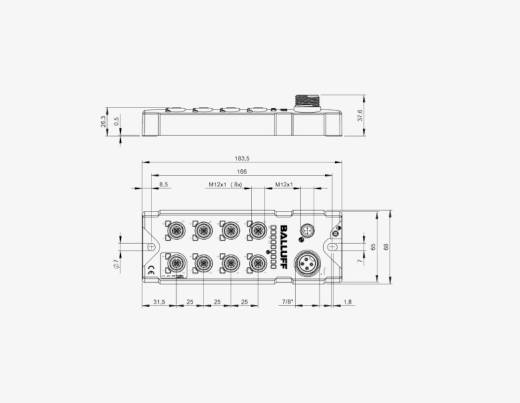 Balluff BNI0091 8 Port M12x1 Black Line Plastic Housing IO Link Slave Module QMax:9A