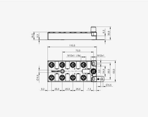 Balluff BNI0007 8 Port M12x1 Black Line Transparent Plastic Housing IO Link 4x Analog (4... 20 mA) Output Slave Module QMax:4A