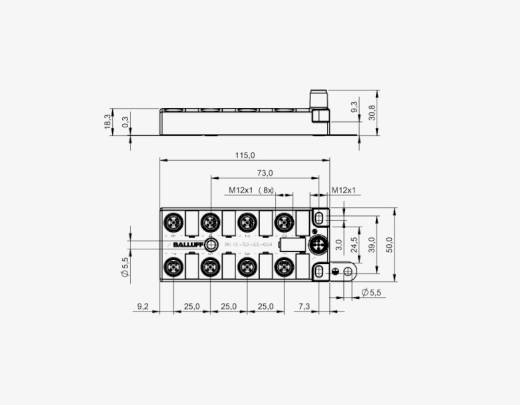 Balluff BNI005L 8 Port M12x1 Black Line Transparent Plastic Housing IO Link Output Slave Module QMax:4A