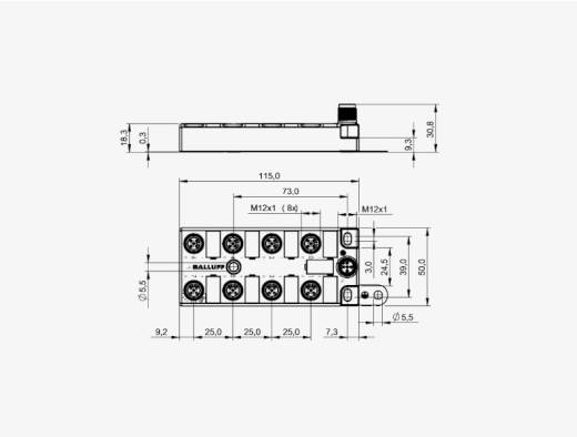 Balluff BNI00K9 8 Port M12x1 Black Line Transparent Plastic Housing IO Link Output Slave Module QMax:4A