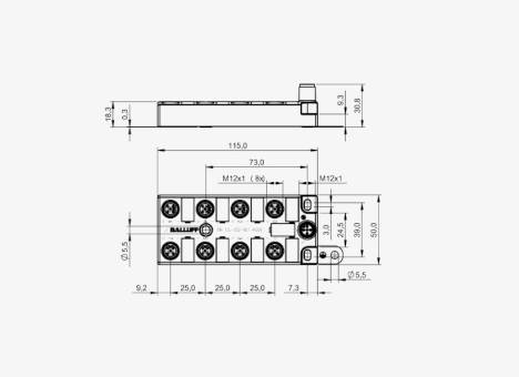 Balluff BNI005T 8 Port M12x1 Black Line Siyah Şeffaf Plastik Gövde IO Link Çıkış Slave Modül QMax:4A