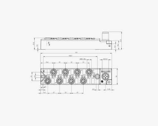 Balluff BNI0099 8 Port M8x1 3 Pin Black Line Plastic Housing IO Link Output Slave Module QMax:4A