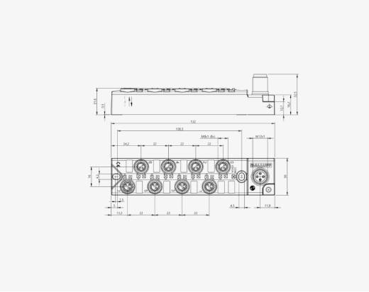 Balluff BNI0093 8 Port M8x1 3 Pin Black Line Plastic Housing IO Link Output Slave Module QMax:4A