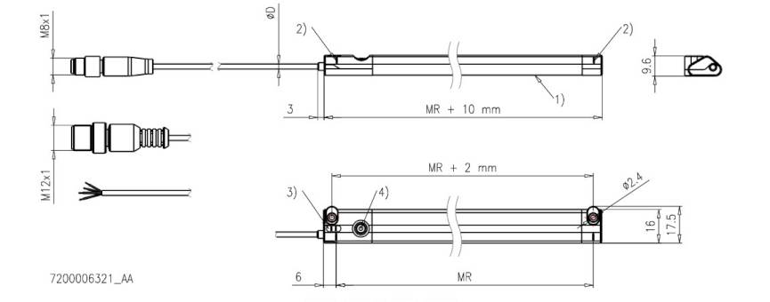 Balluff 224mm 1x 4..20mA/0..10V Analog Output +1 Magnetic Field Positioner Ruler Sensor with Digital Output