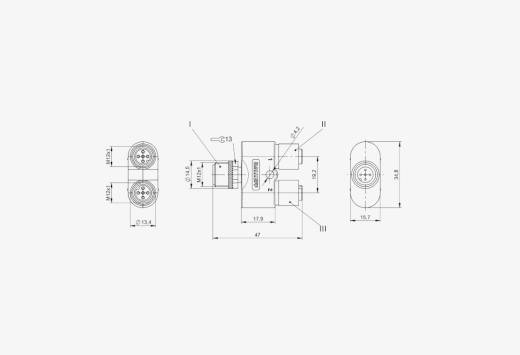 Balluff BCC089P M12x1 5 Pin Erkek + 2x M12x1 4 Pin Dişi A-Coded T-Konnektör